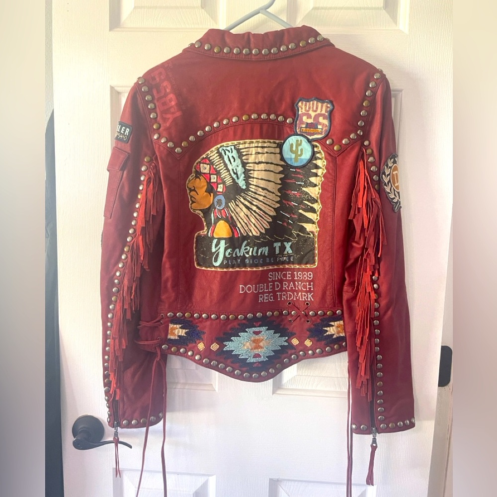 Double D Ranch “Escalante” Red Leather Jacket Sz M